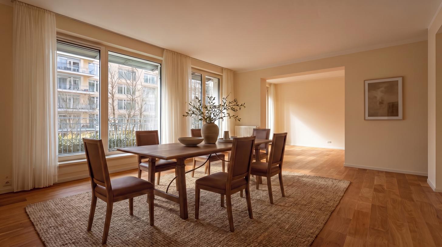 The dining room, furnished and styled.