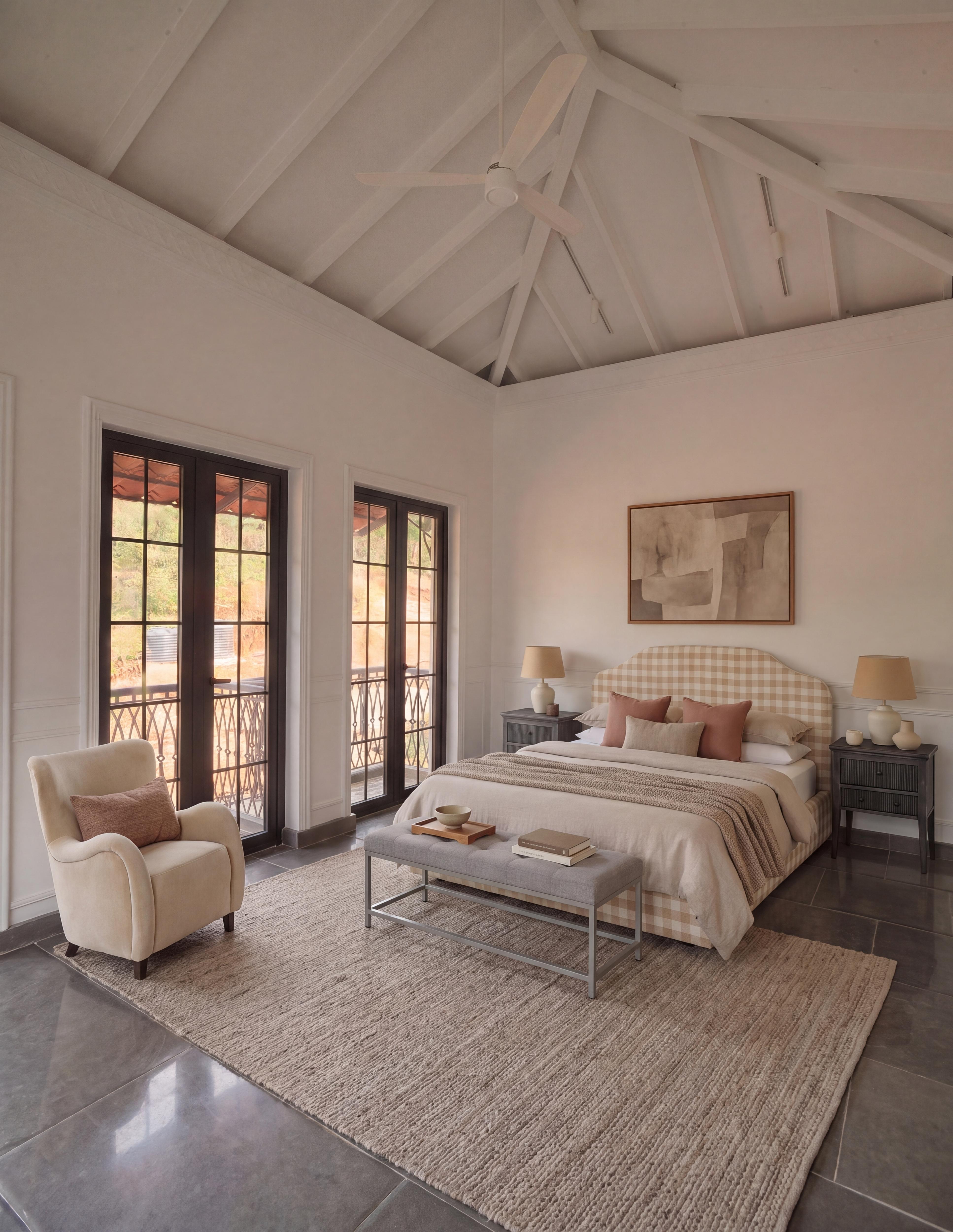 A calm, restrained bedroom scheme.