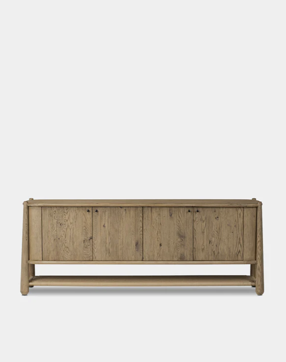 Dark sideboard, photographed on white.