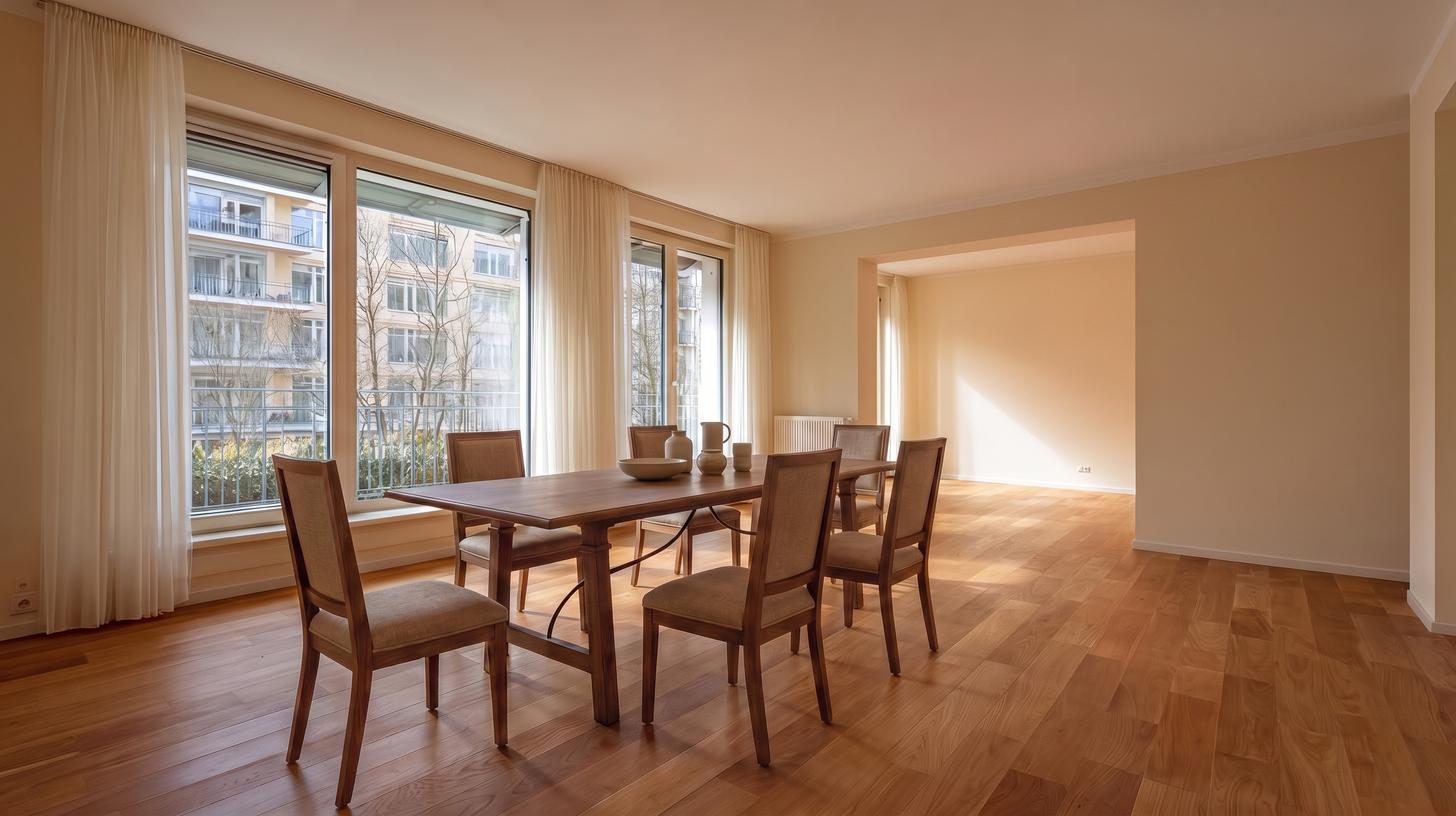 Dining set, minimal styling.