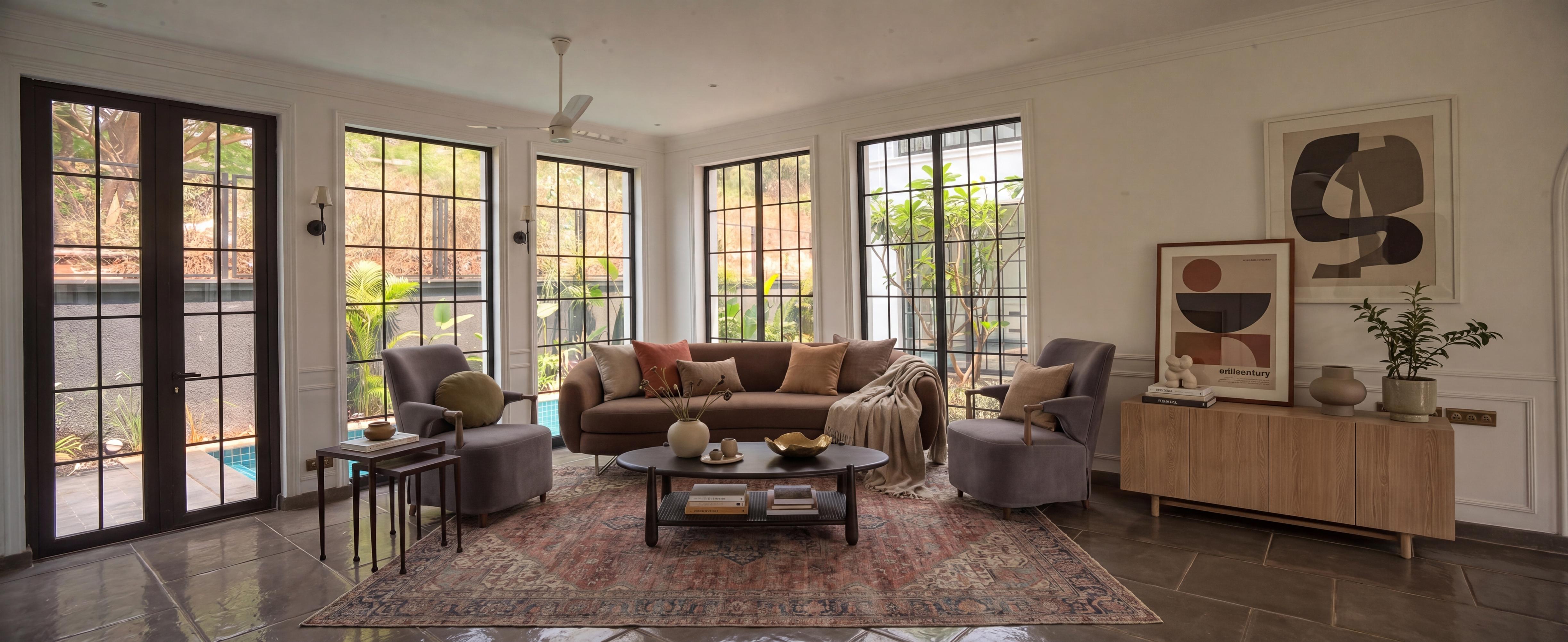Villa living room, panoramic frame.